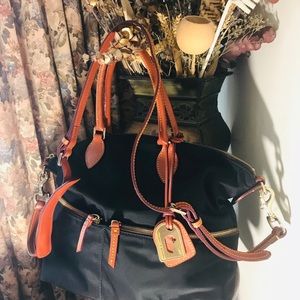 Dooney & Bourke Black Nylon Double Pocket Satchel